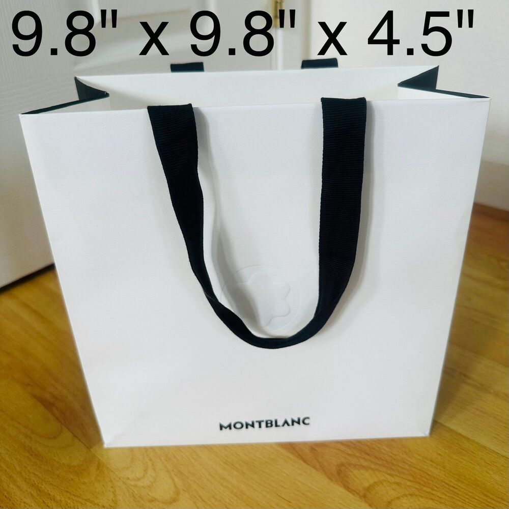MontBlanc Paper Shopping Bag - white small, 9.8" x 9.8" x 4.5"  | FLAWED